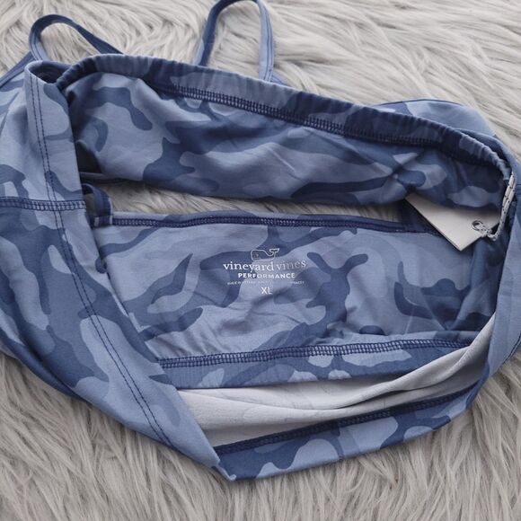 Vineyard Vines Printed Super Soft Blue Camo Wicking Sports Bra Size XL - Picture 5 of 11
